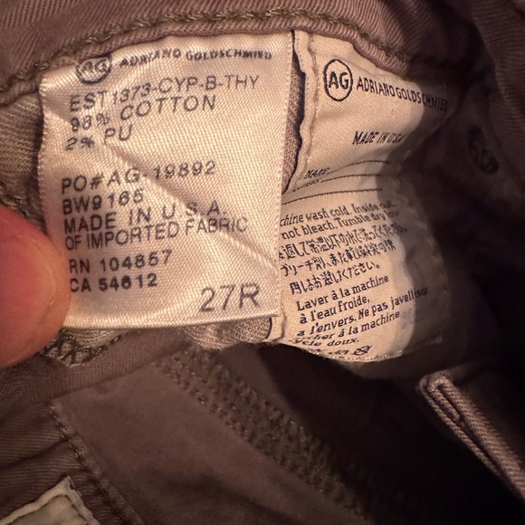 AG Adriano Goldschmied x Theory Green Gray Stilt Cigarette Roll Up Pants Sz 27R - Picture 7 of 7